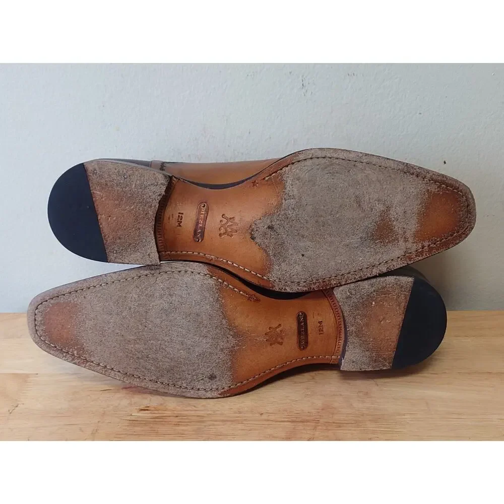 Mezlan Manet Mens Burnished Beige Leather Wholecut Dress Shoe Oxfords Size 12M - Picture 7 of 10